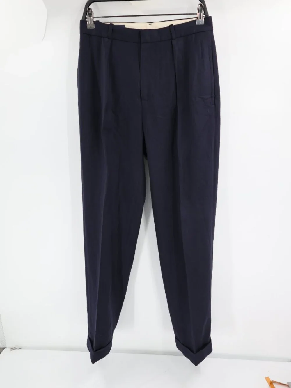 VTG Polo Ralph Lauren Dress Pant Mens 30 Straight Leg Pleated Wool Cuffed Blue